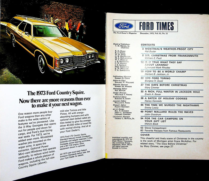 Ford Times Magazine December 1972 Montreal's Weather Proof City Car Camper Gifts