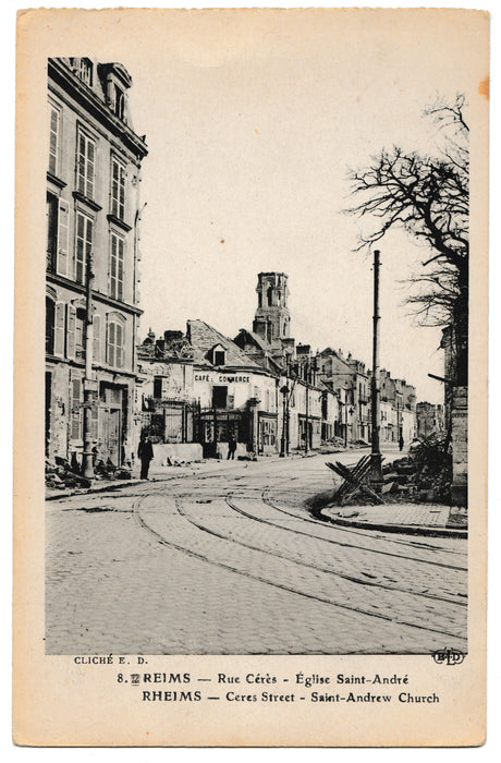 WW1 Bombardment Postcard Eglise Saint Andre Andrews Church France Cliche E.D.