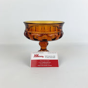 Indiana Glass Compote Candy Dish Kings Crown Amber Orange Pedestal 5.25" Tall 6