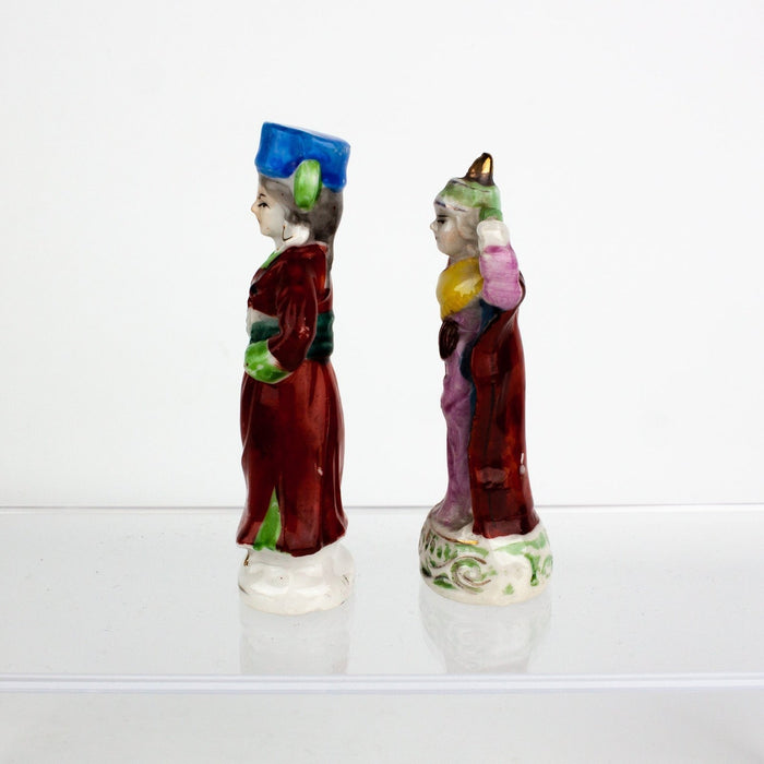 Occupied Japan Oriental Asian Woman Small Figurines 2 Set 4 & 4.5 Inches 2