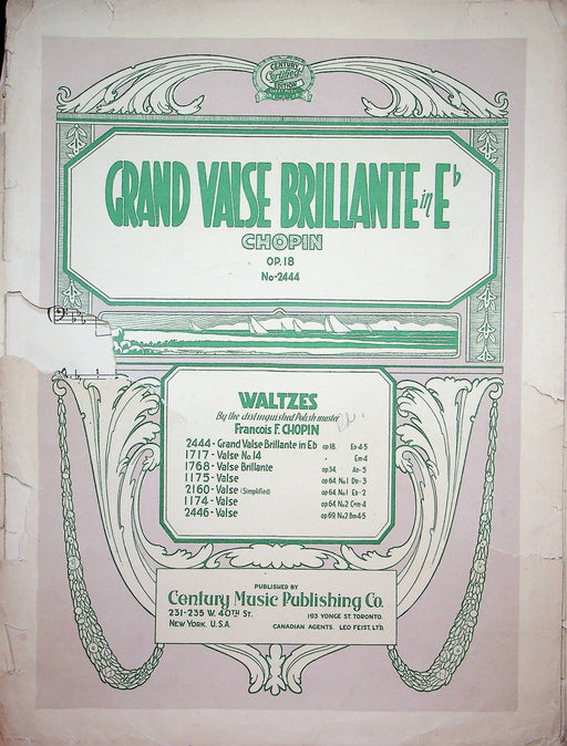 Grande Valse Brillante in E Vintage Sheet Music F. Chopin Op 18 No 2444 1