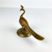 Vintage Brass Peacock Bird With Red Incised Details Long Tail Signed India 4" 5