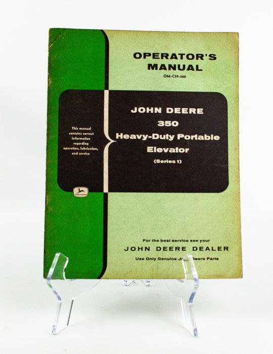 John Deere 350 Heavy-Duty Portable Elevator (Series 1) Manual - OM-C59-560