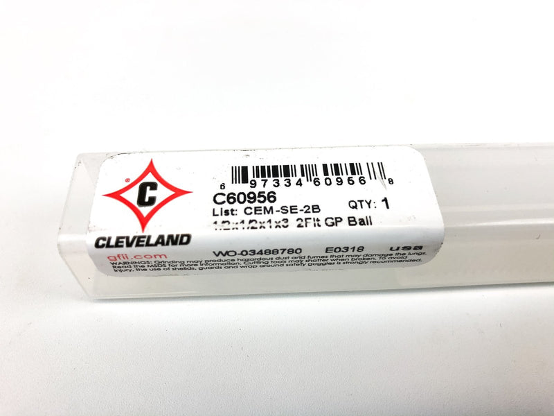 Solid Carbide Ball End Mill 1/2" Mill 1" LOC 3" OAL 2 Flute Cleveland C60956 4