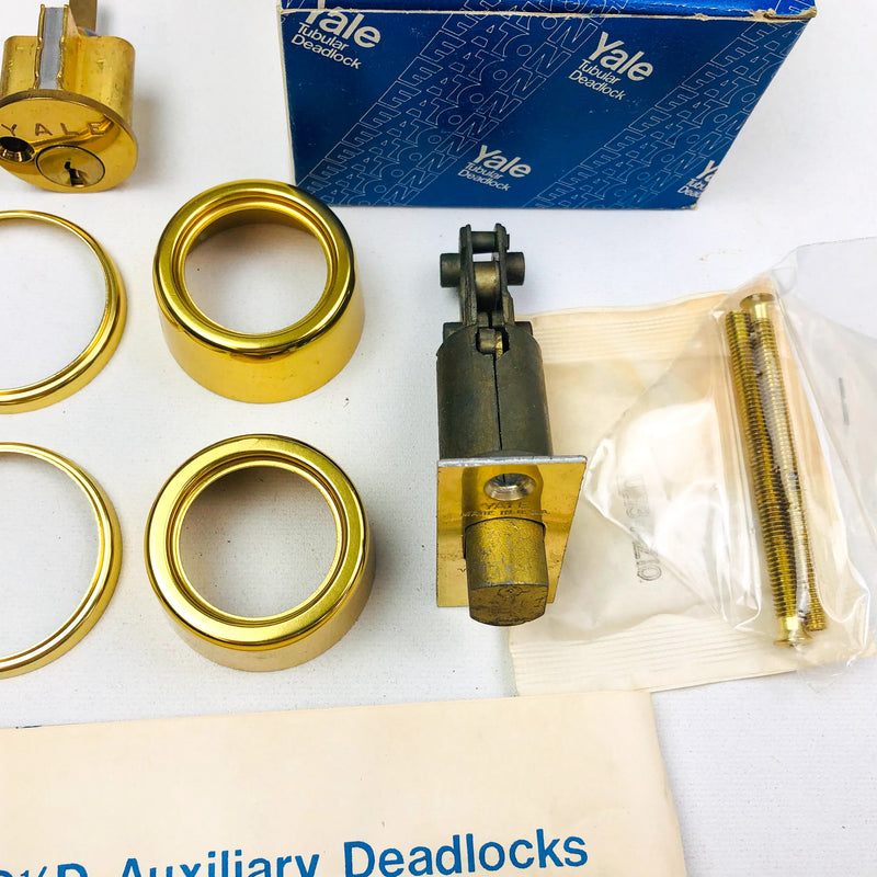 Yale Tubular Deadlock 6 Pin Cylinder Locks 170 1/4 US03 Bright Brass KA5 New NOS
