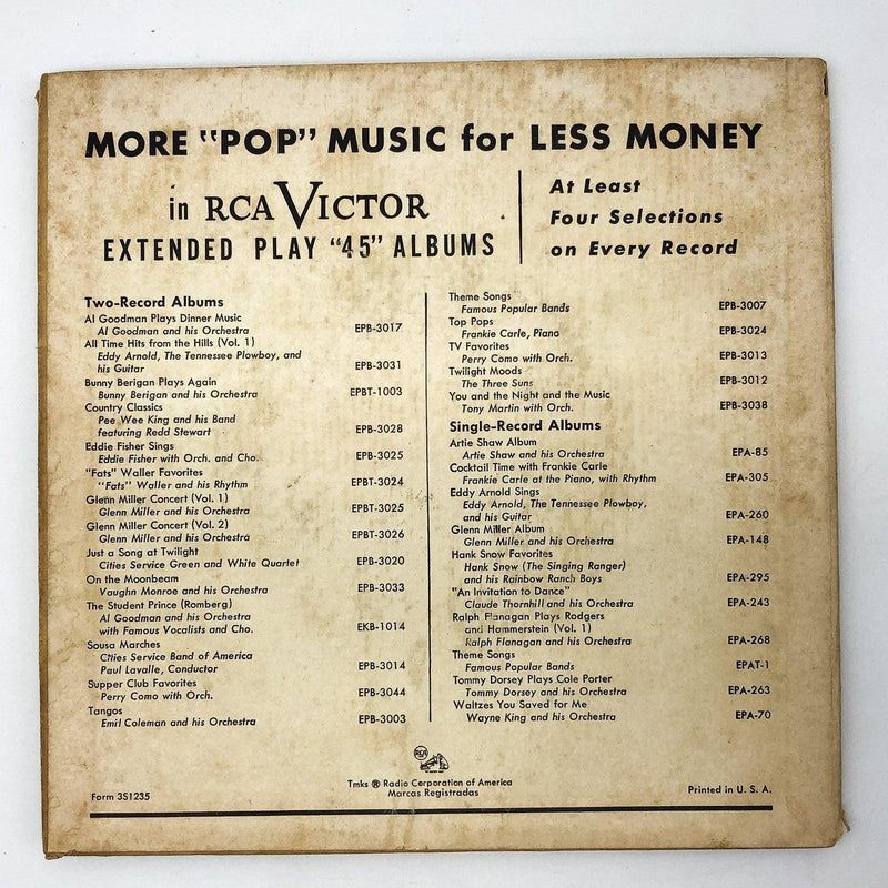 Frankie Carle For Me and My Gal Record 45 EP 7" EPB 3059 RCA Victor 1952 GATE 2