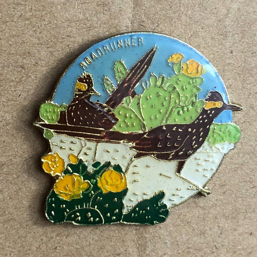 Vintage Roadrunner Bird Lapel Pin Large New Mexico State Bird Enamel Acrylic 1