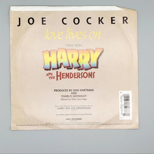 Joe Cocker Love Lives On Single Record MCA Records 1987 MCA-53077 2