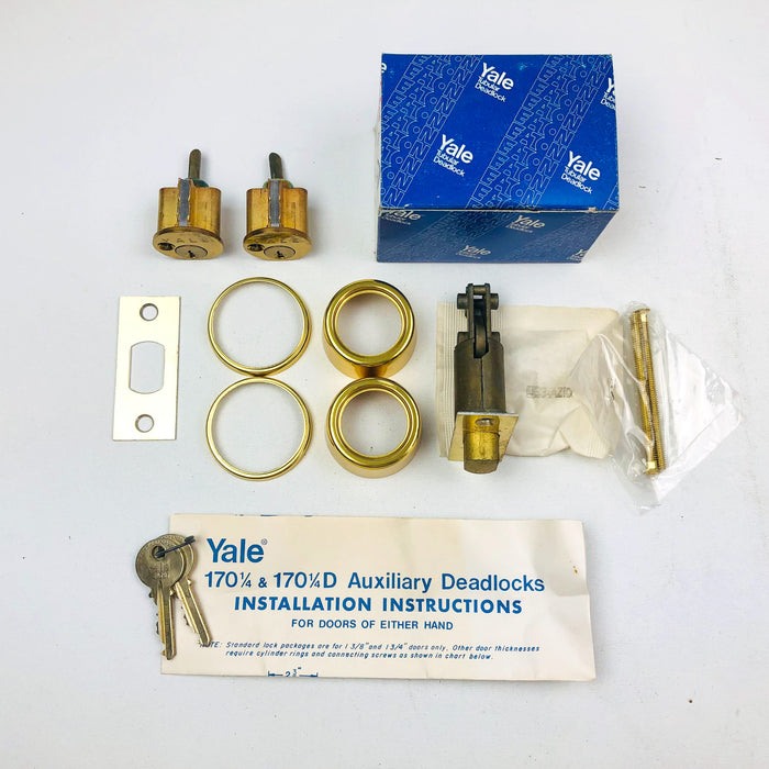 Yale Tubular Deadlock 6 Pin Cylinder Locks 170 1/4 US03 Bright Brass KA3 New NOS