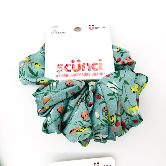 5-Piece Scunci Scrunchies Scarves Hair Ties Green Floral Wild Flowers Summer