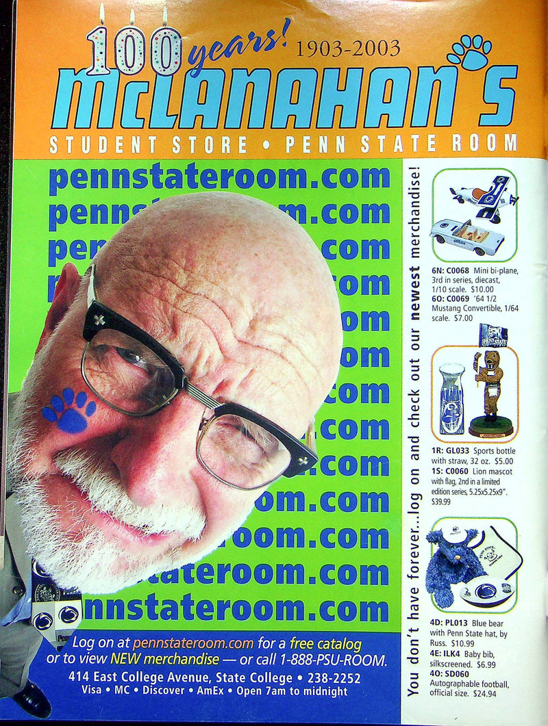 Penn State Nittany Lions Football Program Nov 1 2003 Vs. Ohio State Buckeyes