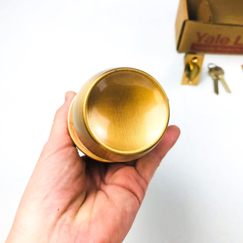 Yale Storeroom Closet Door Knob Lockset BR5405 X1210 US10 Satin Bronze New NOS 9