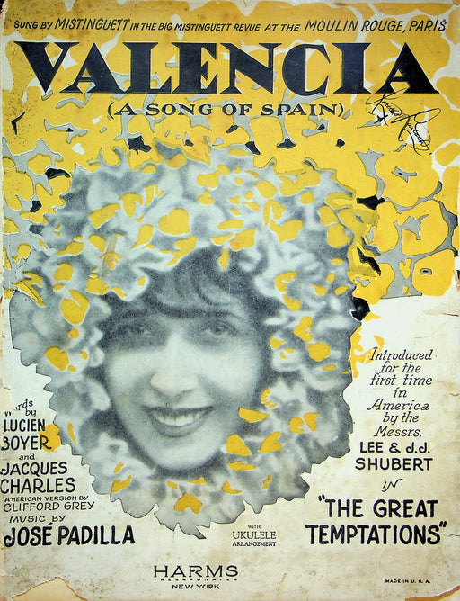 Valencia A Song of Spain Sheet Music Jose Padilla Piano Great Temptations 1925 1