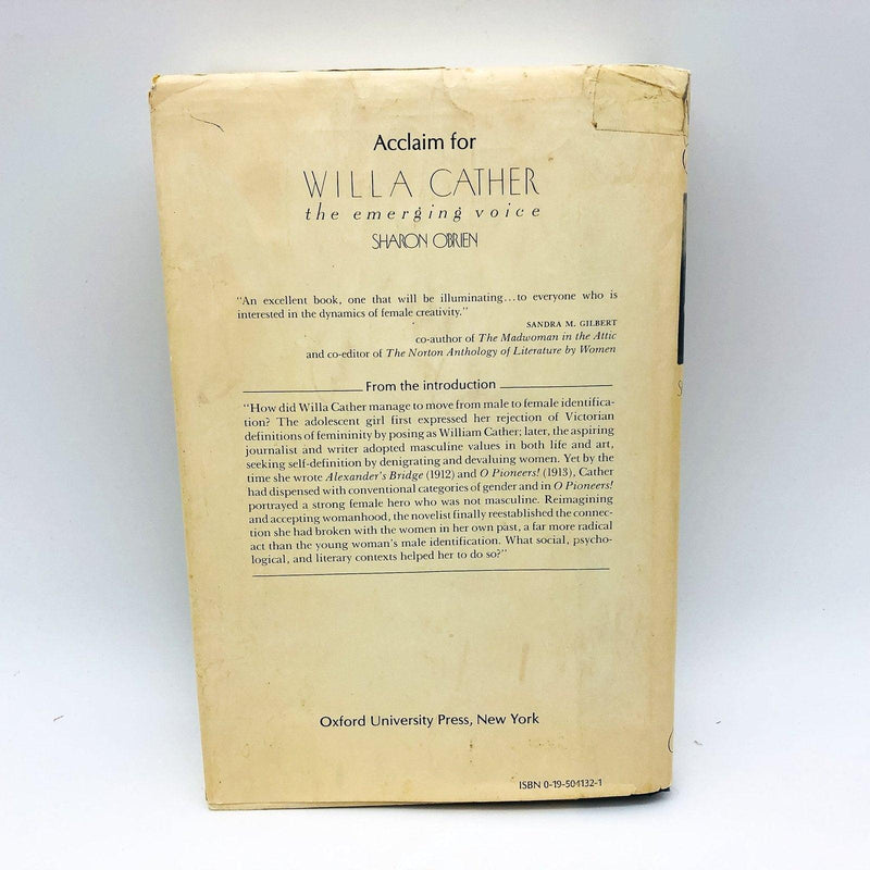 Willa Cather Emerging Voice Hardcover Sharon O'Brien 1987 Feminist Author 2