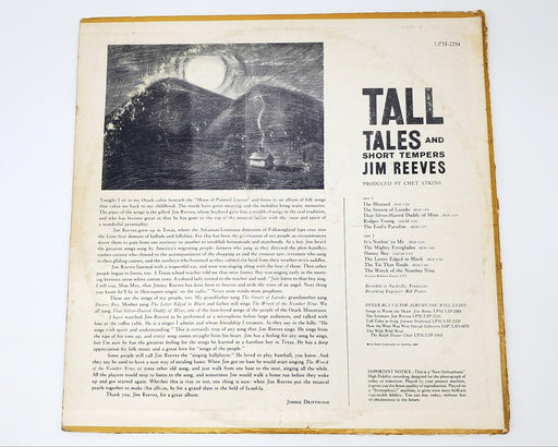 Jim Reeves Tall Tales And Short Tempers LP Record RCA Victor 1961 LPM-2284 2