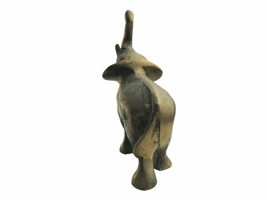 Brass Elephant Figurine Tusks Trunk Raised African Safari Vintage 7