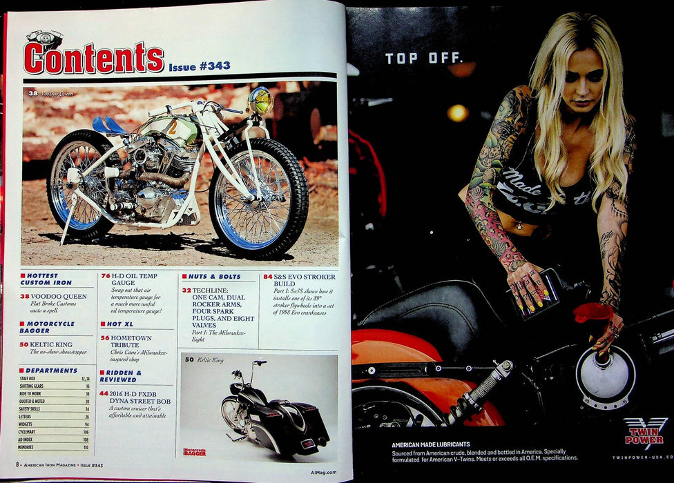 American Iron Motorcycle Magazine Dec # 343 2016 Voodoo Queen Flat Broke Customs