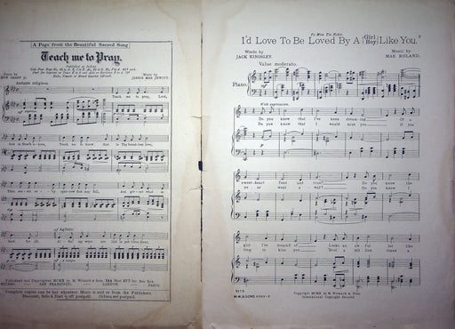 Sheet Music Id Love To Be Loved By A Girl Like You Jack Kingsley Mae Roland 1910 2