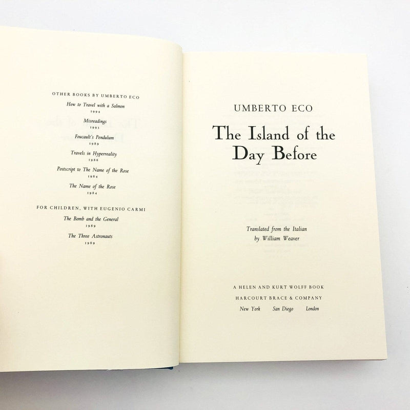 The Island Of The Day Before Hardcover Umberto Eco 1995 Ancient World Ex Library 7