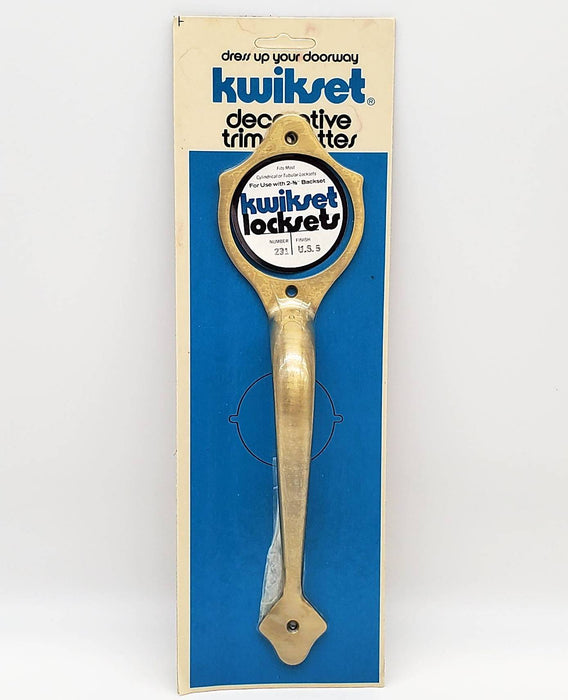 Kwikset Escutcheon Handle & Deadbolt Trim Antique Brass 12" Long Vintage NOS #2