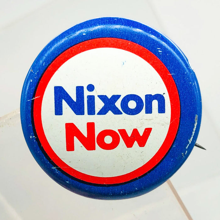 Richard Nixon Now Button Pin 1" Presidential Campaign Politics COADCO Vintage 1