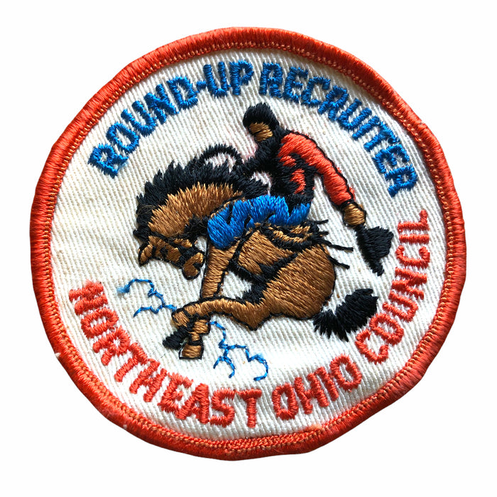 Boy Scouts Round-Up Recruiter Northeast Ohio Council Patch Rodeo Bronco Insignia 1