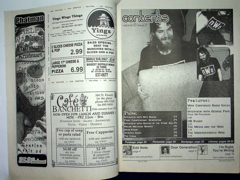 Generation Magazine April 2003 Nick Baran Queens Of The Stone Age New York