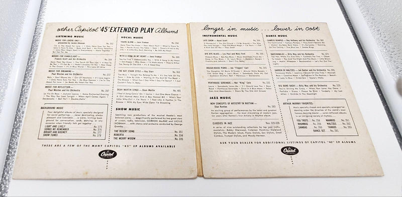 Paul Weston And His Orchestra Music For Memories 45 RPM 2xEP Record Capitol 1950 3