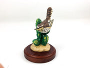 Vintage Thrush Bird Statue Figurine Ceramic Wood Base The Good Company 1989 3