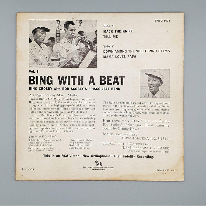 Bing Crosby Bing With A Beat Vol. III EP Record RCA Victor 1957 EPA 3-1473 2