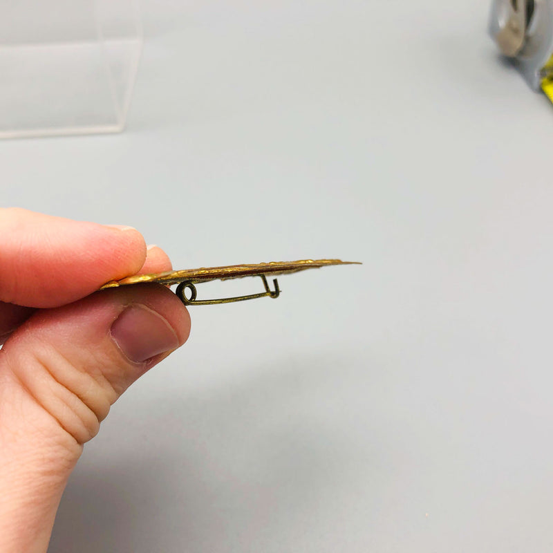 Ribbon Holder Pin Badge Vintage ID Name Tag Button Metal Delegate Brooch Pinback