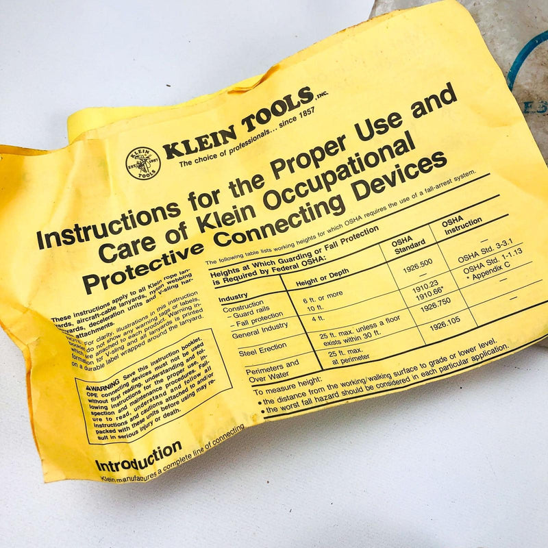 Klein Tools 87419 Nylon Webbing Lanyard 6-Foot Steel Snap Hook New Old Stock NOS