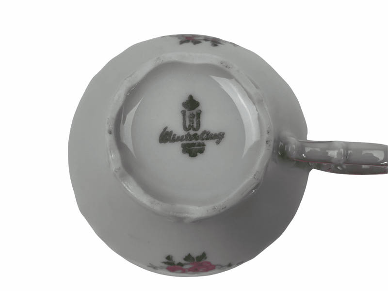 Winterling Pink Roses Tea Cup Bavaria Germany Vintage White Gold Accents 9