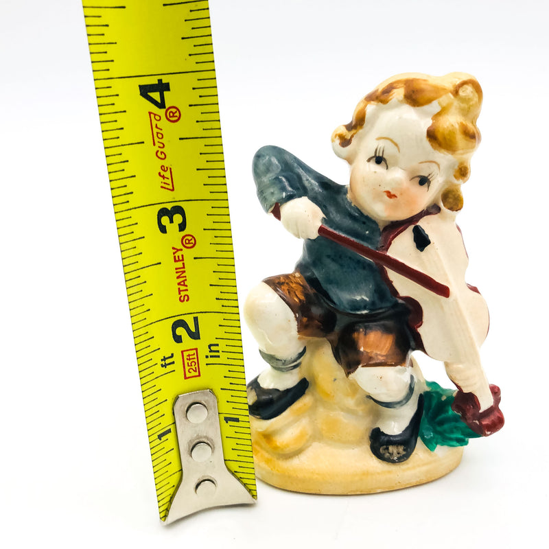 Occupied Japan Figurine Kewpie Musician Music Boy Playing Fiddle Violin 4" Cpy3