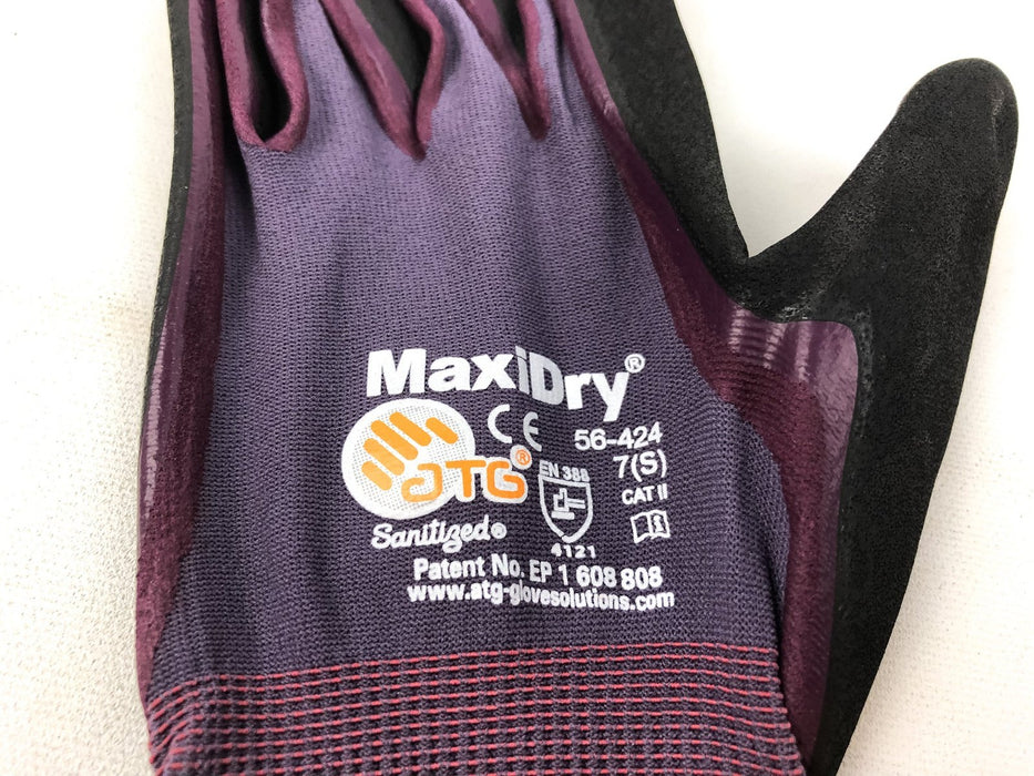 Palm Coated Work Gloves Small 3 Pairs Nitrile MaxiDry 56-424 Waterproof Knit 5