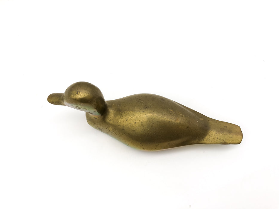 Vintage Solid Brass Duck Figurine Statue Mid Century Modern 8.5in x 3.25in