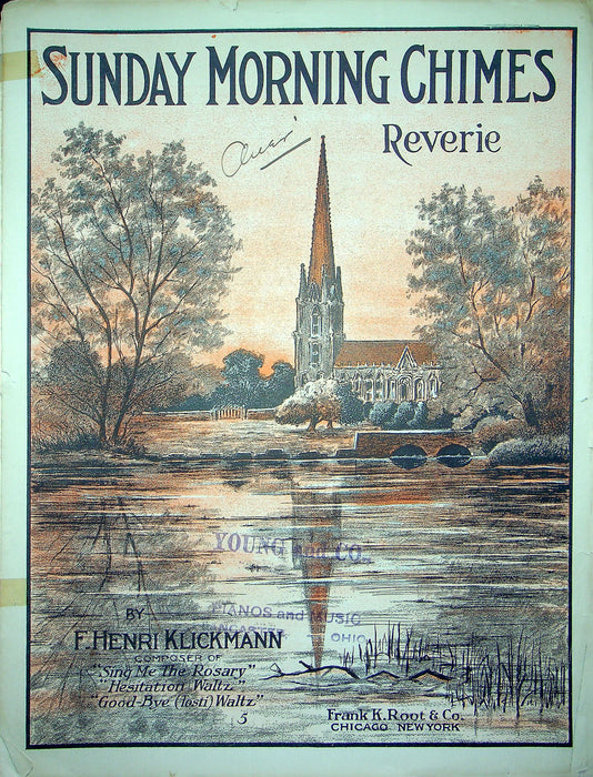 Sheet Music Sunday Morning Chimes Reverie F Henri Klickmann 1914 Frank K Root 1