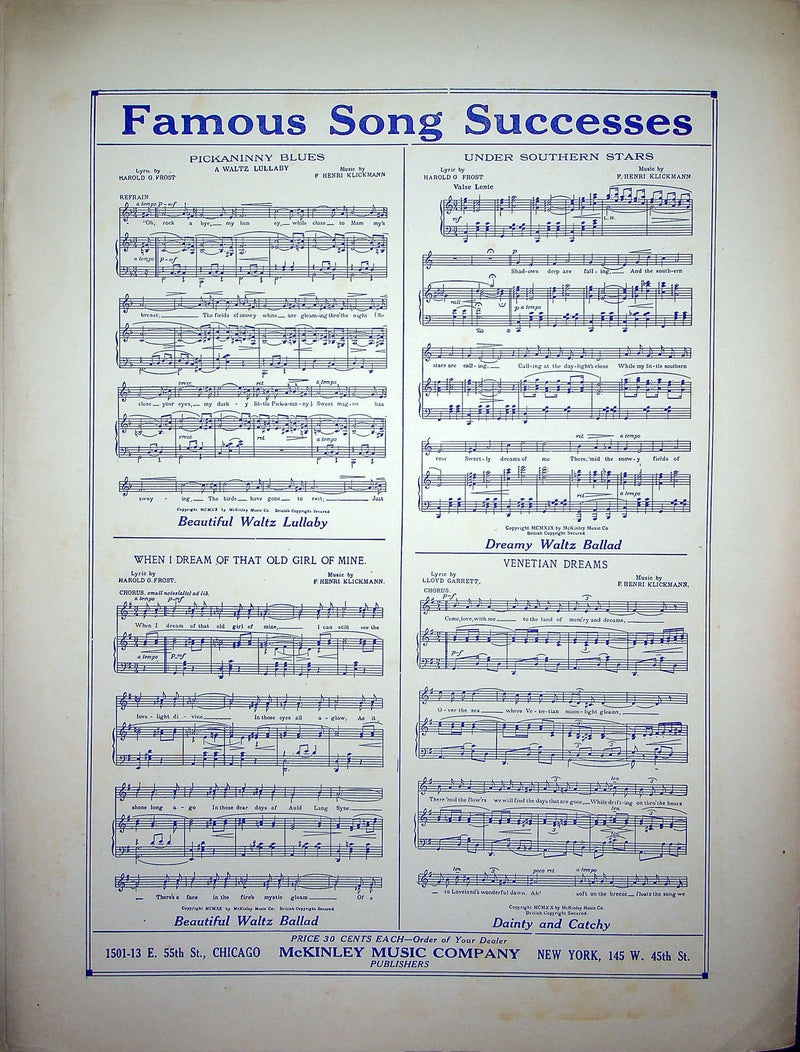 Sheet Music I'm Lonesome For Someone Who Loves Me Percy Wenrich Kate Connolly 2