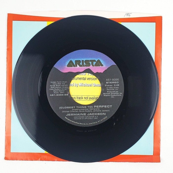 Jermaine Jackson Closest Thing To Perfect Record 45 RPM Single Arista 1985 3