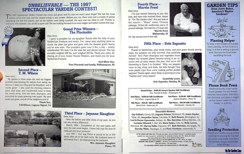 On The Garden Line Magazine February 1998 DIY Fruit Fly Trap, Moth Control