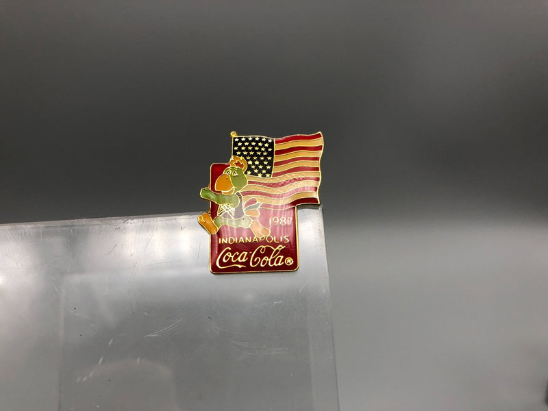 Coca Cola Pan Am Games Lapel Pin 1987 Indianapolis Bird American Flag Enamel 4