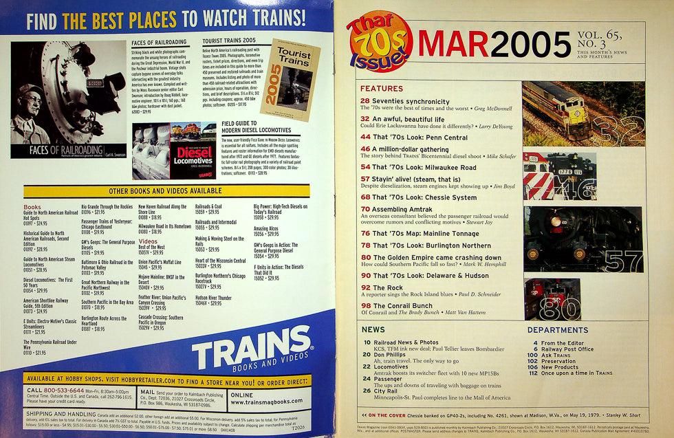 Trains Magazine March 2005 Vol 65 No 3 Amtrack's Early Days, That 70s Issue