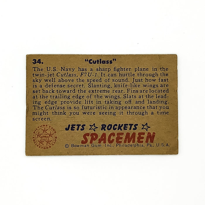 1951 Bowman Jets Rockets and Spaceman #34 Cutlass Picture Card Collectors Club