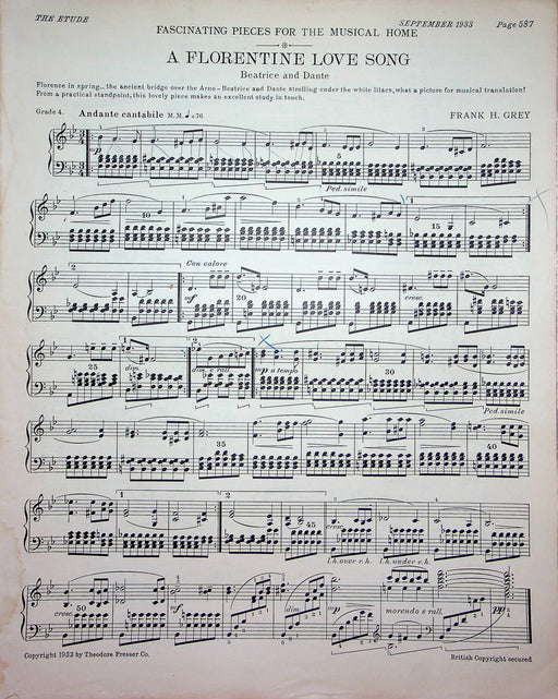 Prelude and Fugue in E Minor Sheet Music Piano Song JS Bach 1933 Etude Magazine 2