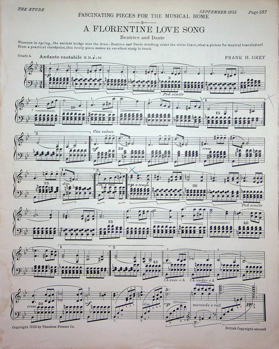 Prelude and Fugue in E Minor Sheet Music Piano Song JS Bach 1933 Etude Magazine 2