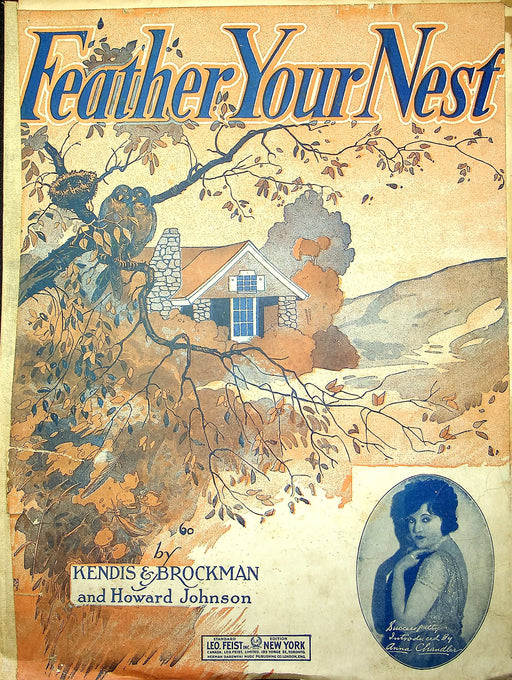 Vintage Sheet Music Feather Your Nest 1920 Anna Chandler Brockman Johnson Piano 1