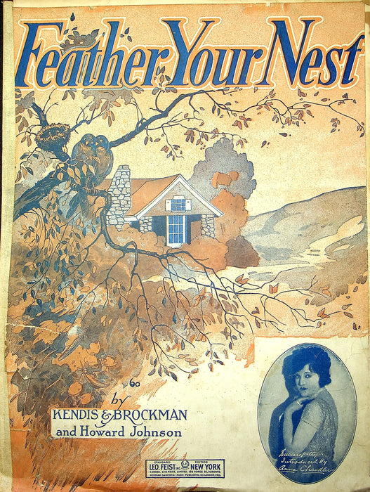 Vintage Sheet Music Feather Your Nest 1920 Anna Chandler Brockman Johnson Piano 1