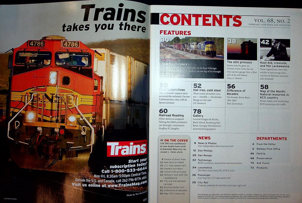 Trains Railroading Magazine February 2008 Vol 68 No 2 Eastern Corridors In Love