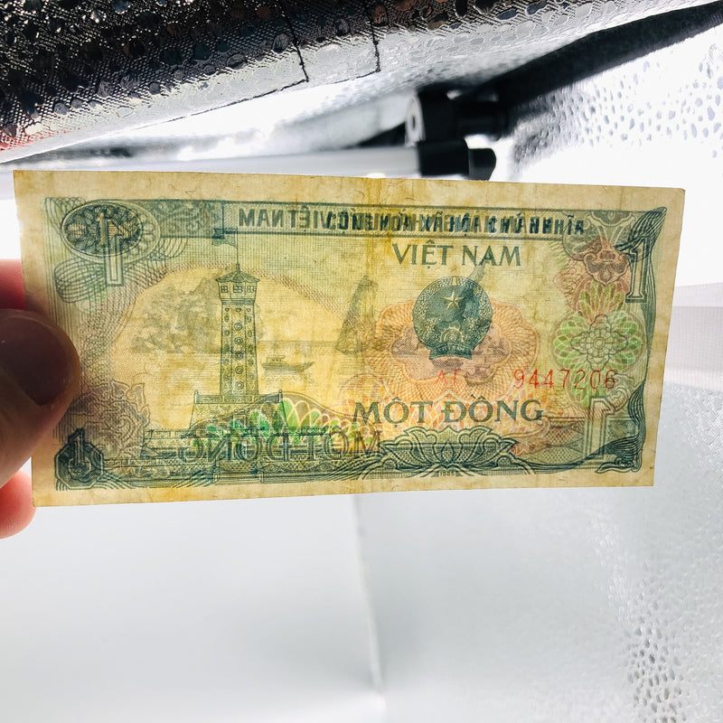 1985 Vietnam 1 Mot Dong Banknote Bank Note AT 9447206 Building Boats Viet Nam