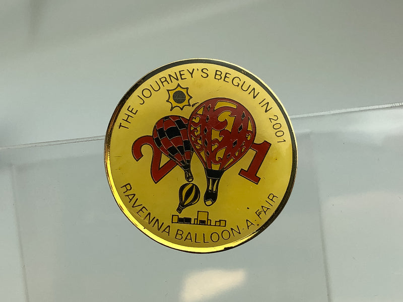 Vintage Ravenna Ohio Balloon A-Fair Lapel Pin The Journey's Begun 2001 Hot Air